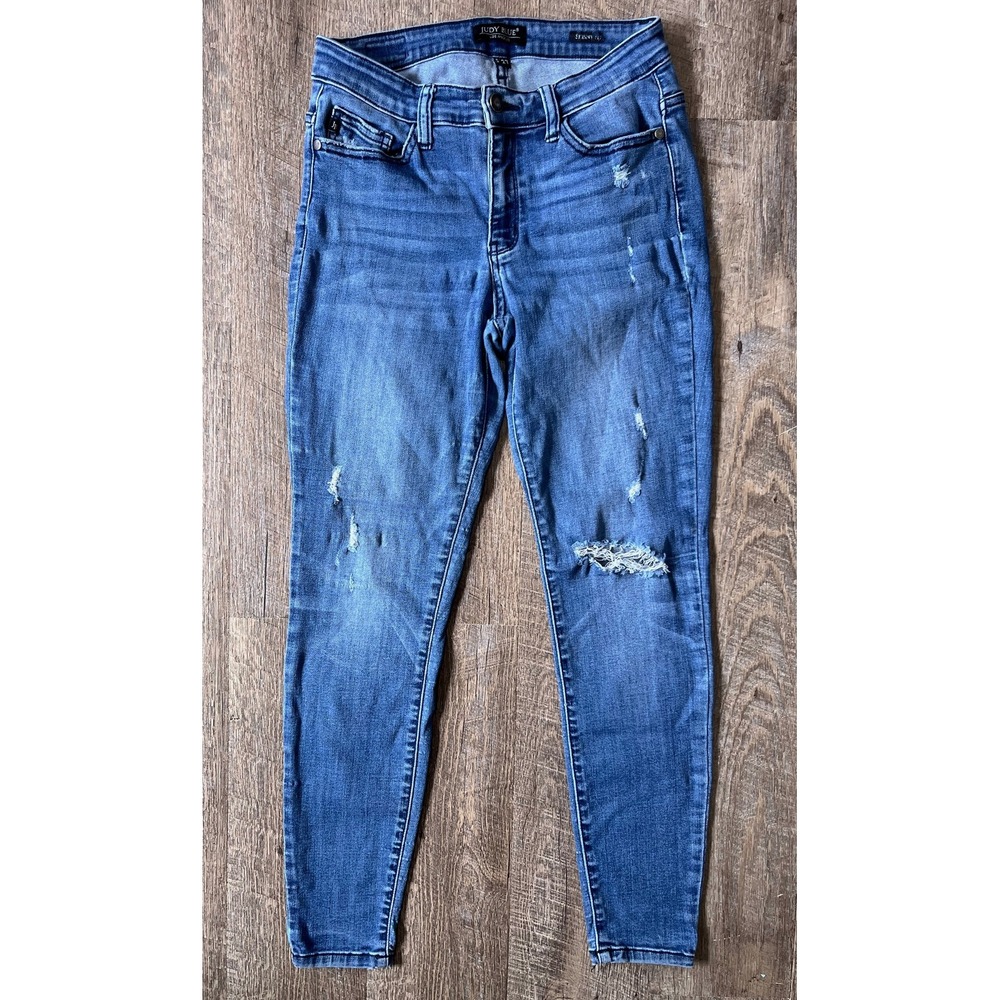 Judy Blue Los Angeles Blue Jeans Womens 5/27 Skinny Fit Distressing 27x28‎